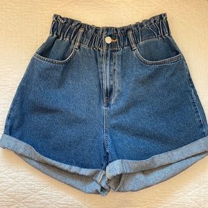 H&M Blue Denim Paperbag Shorts